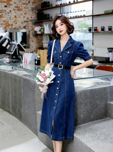 urban cat Women A-line Dark Blue Knee Length Dress