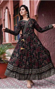 Smartgod Women Fit and Flare Multicolor Maxi/Full Length Dress