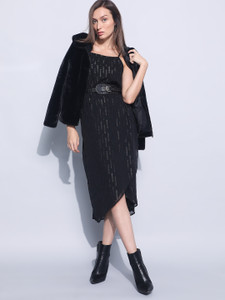 VERO MODA Women Fit and Flare Black Midi/Calf Length Dress
