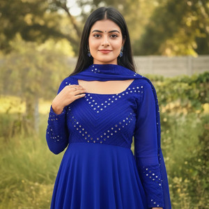MAVEKRIZ Women Maxi Blue Midi/Calf Length Dress