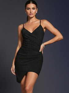 ADDYVERO Women Bodycon Black Above Knee/Mid Thigh Length Dress