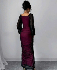 SPIVOZ Women Bodycon Black, Red Maxi/Full Length Dress