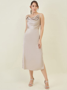 METRONAUT Women A-line Silver Below Knee Dress