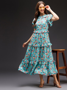 Emeros Women Maxi Multicolor Midi/Calf Length Dress