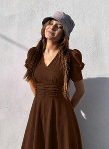 METRONAUT Women Fit and Flare Brown Ankle Dress - Image 5