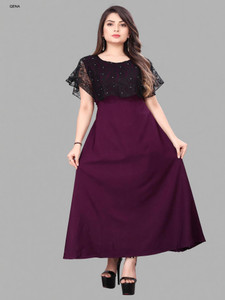 Qena Women Maxi Purple Full Length Dress