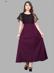 Qena Women Maxi Purple Full Length Dress
