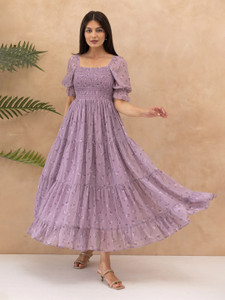 ZWERLON Women A-line Purple Maxi/Full Length Dress