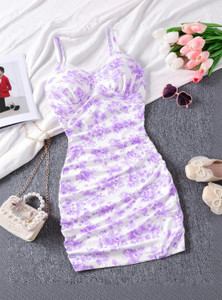 CAPROP Women Bodycon Pink Above Knee/Mid Thigh Length Dress