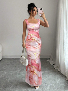 SANEPI Women Bodycon Pink Maxi/Full Length Dress