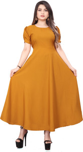 Qena Women Maxi Orange Full Length Dress