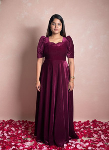 Aumira Women Gown Maroon Maxi/Full Length Dress