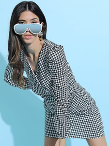 Tokyo Talkies Women Skater Black, White Above Knee/Mid Thigh Length Dress