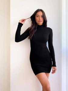 Fashion Fectory Women Bodycon Black Mini/Short Dress