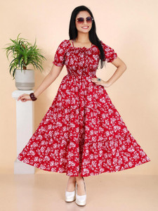 DSGARMENT Women Gown Maroon Maxi/Full Length Dress