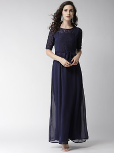 La Zoire Women Maxi Dark Blue Full Length Dress