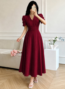 METRONAUT Women Maroon A-line Ankle Length Dress - Image 5