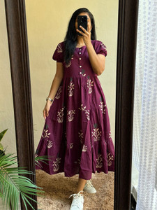 Shivoki Women Fit and Flare Purple Midi/Calf Length Dress