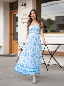 AAYU Women Fit and Flare Blue Maxi/Full Length Dress