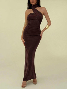 SPIVOZ Women Bodycon Brown Maxi/Full Length Dress