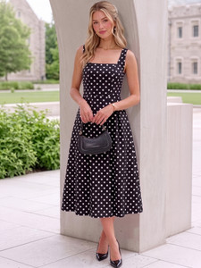 Aahwan Women Fit and Flare Black Midi/Calf Length Dress