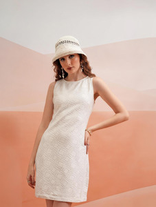 Tokyo Talkies Women Shift White Above Knee/Mid Thigh Length Dress