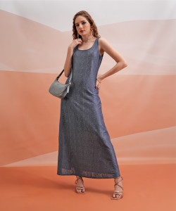 Tokyo Talkies Women Maxi Grey Full Length Dress