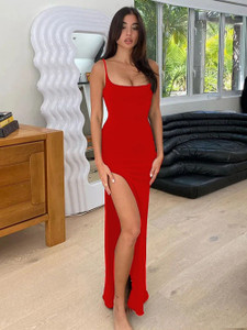 Traquila Women Bodycon Red Maxi/Full Length Dress