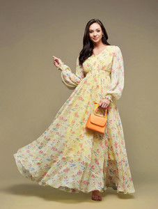 Miss Chase Women Maxi Yellow Full Length Dress
