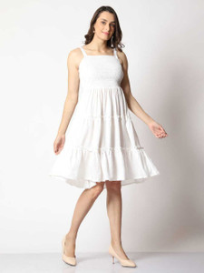 NG Fashion Women Fit and Flare Gold Knee Length Dress