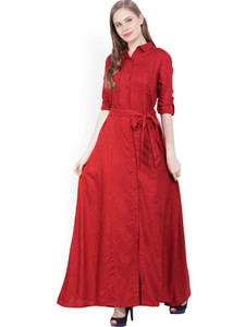 Tokyo Talkies Women Maxi Red Full Length Dress