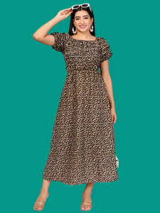 JC4U Women Gown Brown Maxi/Full Length Dress