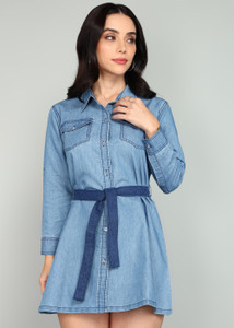 GUTI Women A-line Blue Mini/Short Dress