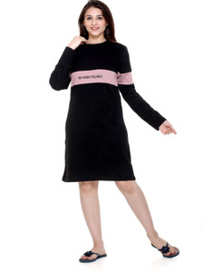 plush Women Bodycon Black Knee Length Dress