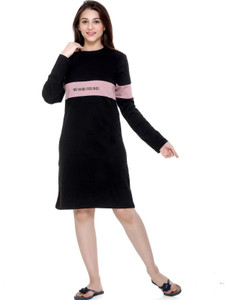 plush Women Bodycon Black Knee Length Dress