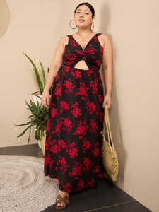 Berrylush Curve Women Maxi Black Full Length Dress