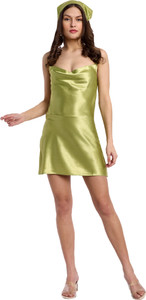 EssQue Women A-line Light Green Above Knee/Mid Thigh Length Dress