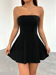 TENIT Women Tube Black Mini/Short Dress