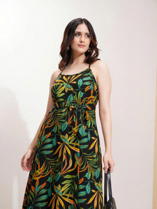 Tokyo Talkies Women Fit and Flare Multicolor Maxi/Full Length Dress