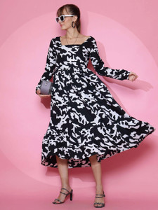 Sheetal Associates Women Fit and Flare Black Midi/Calf Length Dress