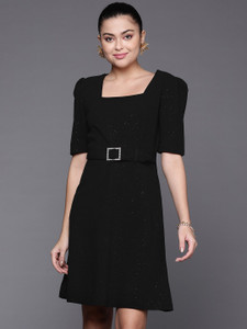 SASSAFRAS Women A-line Black Above Knee/Mid Thigh Length Dress