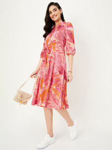 MAX Women A-line Multicolor Midi/Calf Length Dress