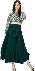 ALISHA FASHION Women Two Piece Dress Black, White Midi/Calf Length Dress