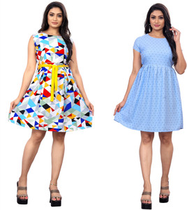 SARVOPAREE FASHION Women A-line Multicolor Knee Length Dress