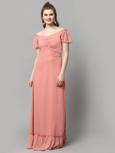 METRONAUT Women Maxi Pink Full Length Dress