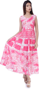 Suraaj Fashion Women Maxi Pink Full Length Dress