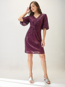Globus Women Sheath Purple Mini/Short Dress