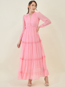 AAYU Women Layered Multicolor Maxi/Full Length Dress