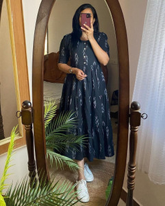 JN LOFTY Women Fit and Flare Blue Midi/Calf Length Dress