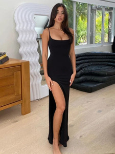 Traquila Women Bodycon Black Maxi/Full Length Dress